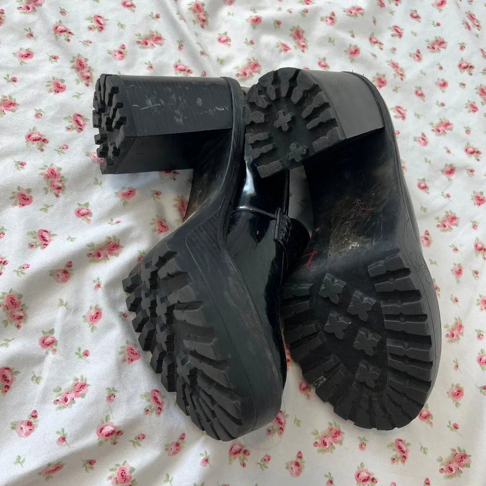 cutest patent leather loafer platform heels
